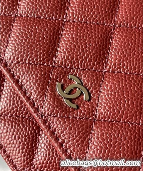 Cheapest Chanel Grained Calfskin Classic Wallet on Chain WOC AS7017 Dark Red 2024