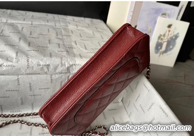 Cheapest Chanel Grained Calfskin Classic Wallet on Chain WOC AS7017 Dark Red 2024