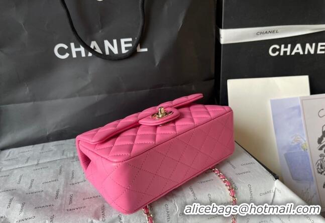 New Fashion Chanel Lambskin Mini Flap Bag with Top Handle AS2431 Pink 2024