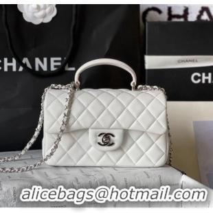 Good Quality Chanel Lambskin Mini Flap Bag with Top Handle AS2431 White 2024