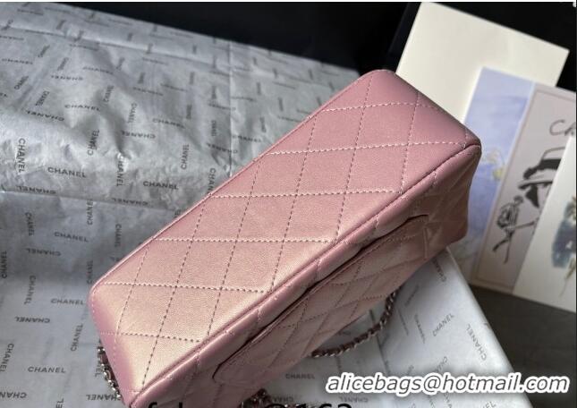 Top Quality Chanel Lambskin Mini Flap Bag with Top Handle AS2431 Iridescent Pink 2024