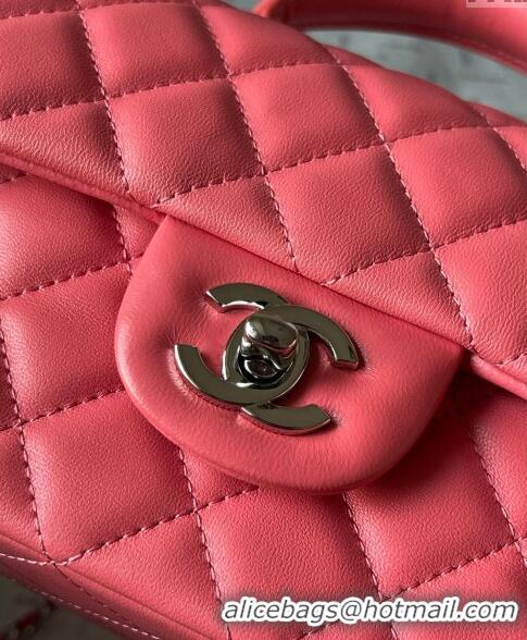 Trendy Design Chanel Lambskin Mini Flap Bag with Top Handle AS2431 Dark Pink 2024