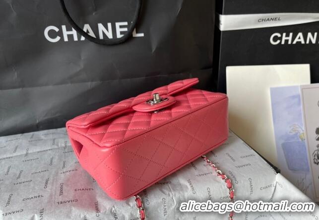 Trendy Design Chanel Lambskin Mini Flap Bag with Top Handle AS2431 Dark Pink 2024