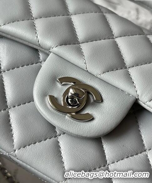 Best Quality Chanel Lambskin Mini Flap Bag with Top Handle AS2431 Light Grey 2024