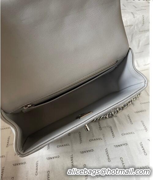 Best Quality Chanel Lambskin Mini Flap Bag with Top Handle AS2431 Light Grey 2024