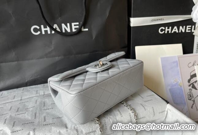 Best Quality Chanel Lambskin Mini Flap Bag with Top Handle AS2431 Light Grey 2024