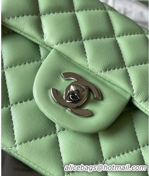 Grade Quality Chanel Lambskin Mini Flap Bag with Top Handle AS2431 Light Green 2024