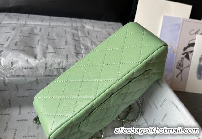 Grade Quality Chanel Lambskin Mini Flap Bag with Top Handle AS2431 Light Green 2024