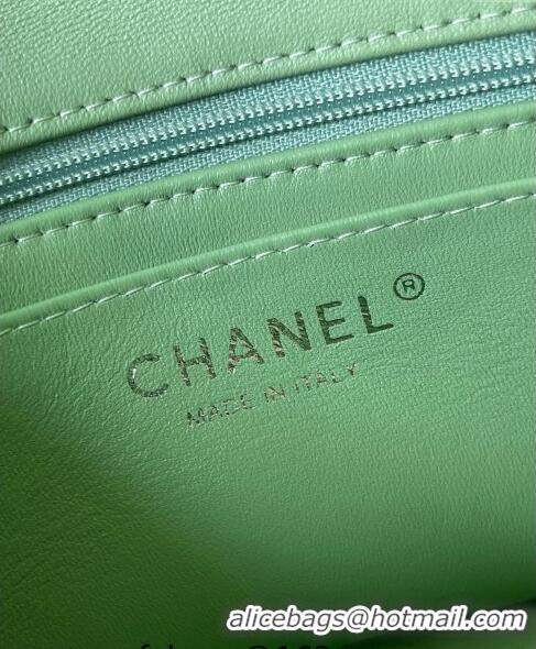 Grade Quality Chanel Lambskin Mini Flap Bag with Top Handle AS2431 Light Green 2024