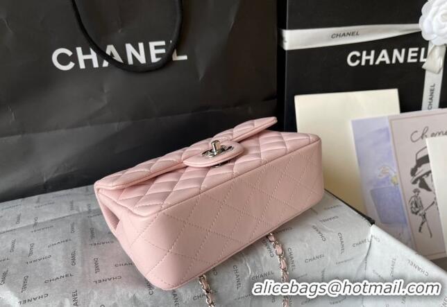 New Fashion Chanel Lambskin Mini Flap Bag with Top Handle AS2431 Pale Pink 2024