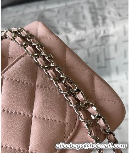 New Fashion Chanel Lambskin Mini Flap Bag with Top Handle AS2431 Pale Pink 2024