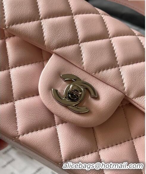 New Fashion Chanel Lambskin Mini Flap Bag with Top Handle AS2431 Pale Pink 2024