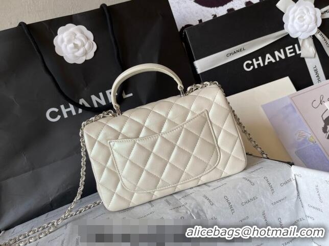 Super Quality Chanel Lambskin Mini Flap Bag with Top Handle AS2431 White 2024