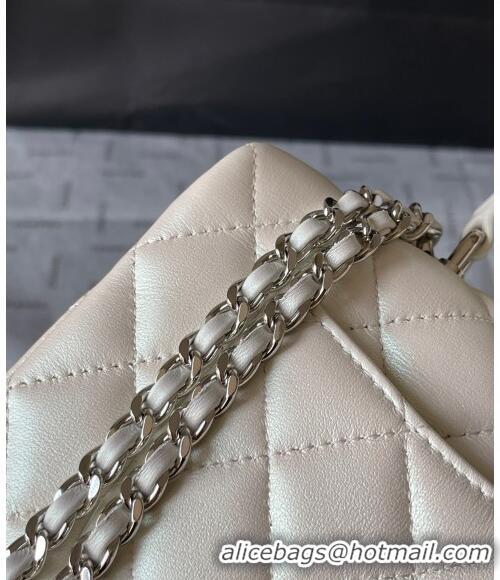 Super Quality Chanel Lambskin Mini Flap Bag with Top Handle AS2431 White 2024