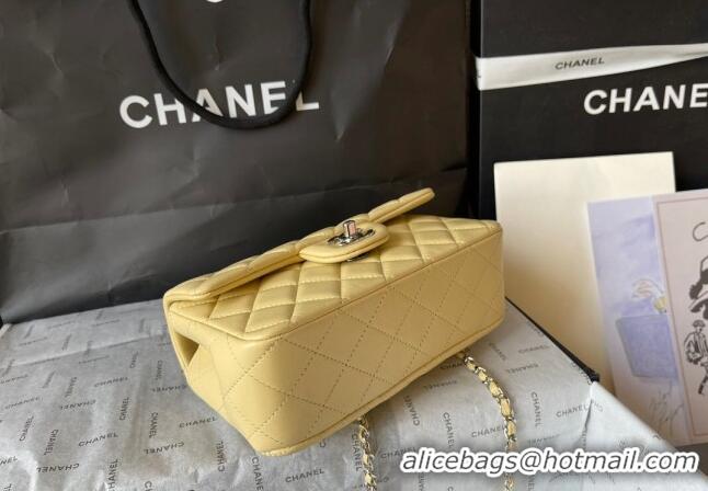 Famous Brand Chanel Lambskin Mini Flap Bag with Top Handle AS2431 Yellow 2024