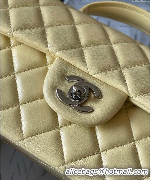 Famous Brand Chanel Lambskin Mini Flap Bag with Top Handle AS2431 Yellow 2024