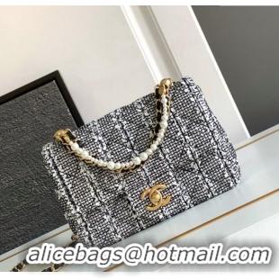 Best Price Chanel Tweed Mini Flap Bag with Chain and Pearls AS4385 Black/White 2024