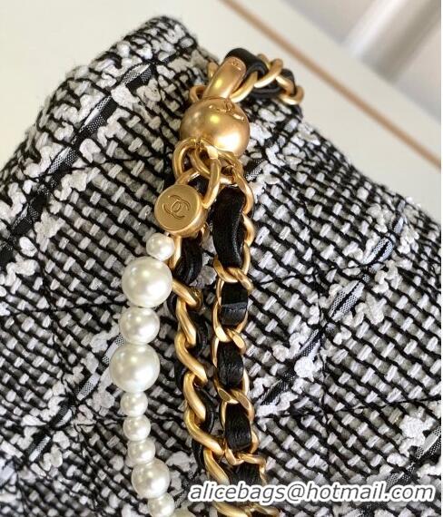 Best Price Chanel Tweed Mini Flap Bag with Chain and Pearls AS4385 Black/White 2024