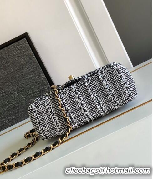 Best Price Chanel Tweed Mini Flap Bag with Chain and Pearls AS4385 Black/White 2024