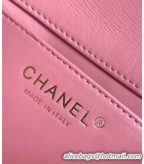 Promotional Chanel Tweed Mini Flap Bag with Chain and Pearls AS4385 Pink 2024