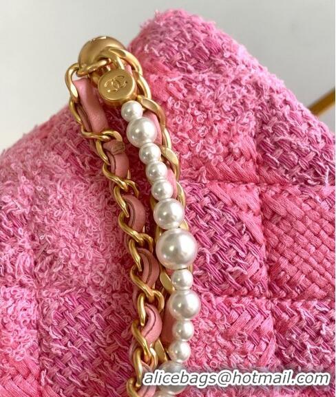 Promotional Chanel Tweed Mini Flap Bag with Chain and Pearls AS4385 Pink 2024