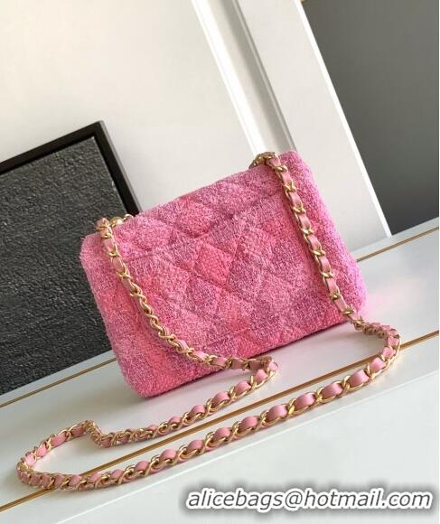 Promotional Chanel Tweed Mini Flap Bag with Chain and Pearls AS4385 Pink 2024