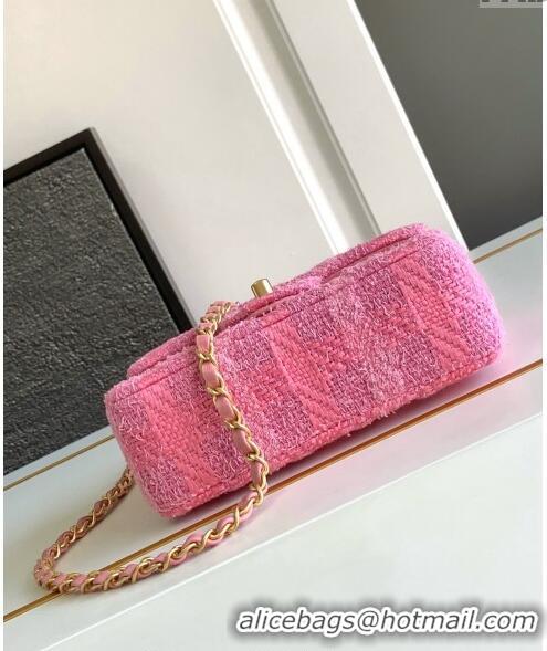 Promotional Chanel Tweed Mini Flap Bag with Chain and Pearls AS4385 Pink 2024