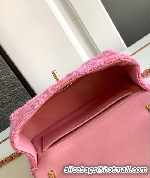 Promotional Chanel Tweed Mini Flap Bag with Chain and Pearls AS4385 Pink 2024