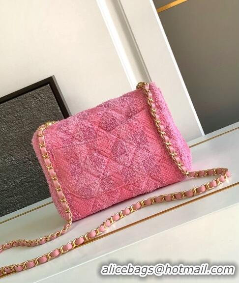 Grade Cheap Chanel Tweed Small Flap Bag with Chain and Pearls AS4384 Pink 2024