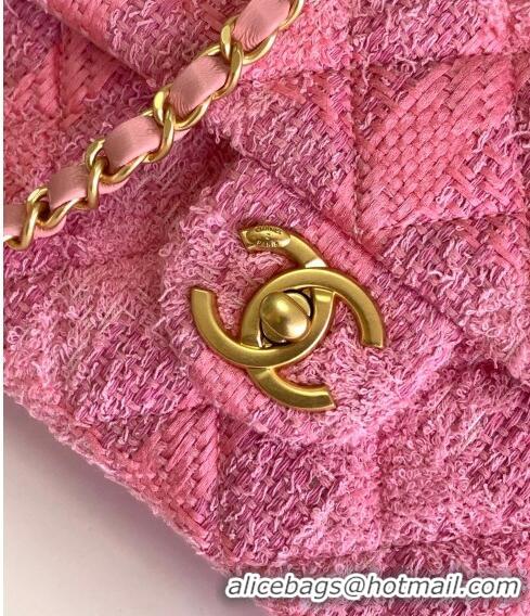 Grade Cheap Chanel Tweed Small Flap Bag with Chain and Pearls AS4384 Pink 2024