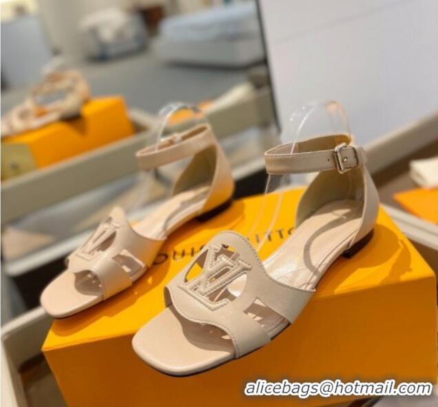 Stylish Louis Vuitton LV Isola Flat Sandals in Calf Leather Nude 1ACJMP 606125