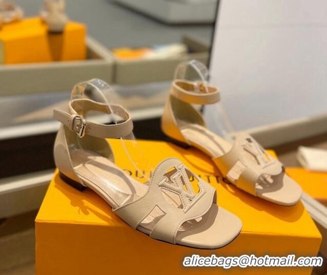 Stylish Louis Vuitton LV Isola Flat Sandals in Calf Leather Nude 1ACJMP 606125