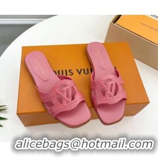 Unique Style Louis Vuitton LV Isola Flat Slides Sandal in Embossed Leather Pink 606130