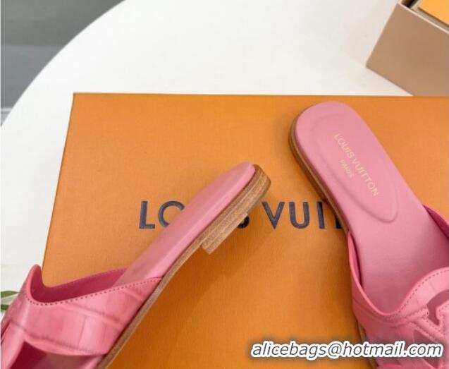 Unique Style Louis Vuitton LV Isola Flat Slides Sandal in Embossed Leather Pink 606130