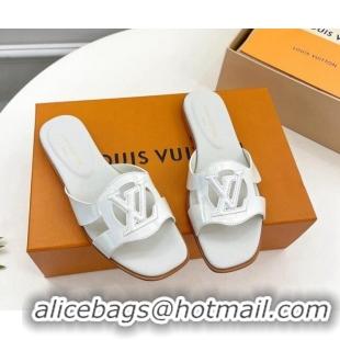 Grade Quality Louis Vuitton LV Isola Flat Slides Sandal in Embossed Leather White 606131