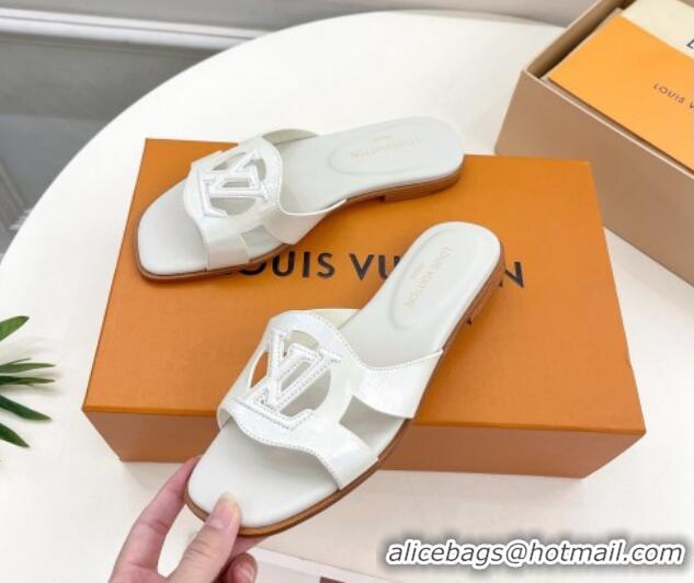 Grade Quality Louis Vuitton LV Isola Flat Slides Sandal in Embossed Leather White 606131