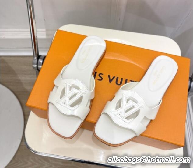 Grade Quality Louis Vuitton LV Isola Flat Slides Sandal in Embossed Leather White 606131