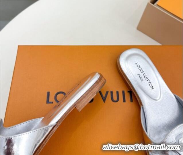 Purchase Louis Vuitton LV Isola Flat Slides Sandal in Embossed Leather Silver 606133