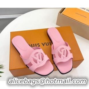 Good Product Louis Vuitton LV Isola Flat Slides Sandal in Calf Leather Light Pink 606136