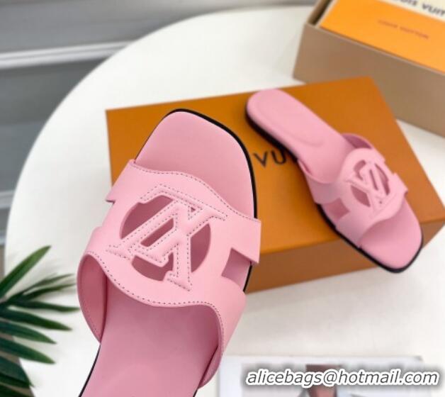 Good Product Louis Vuitton LV Isola Flat Slides Sandal in Calf Leather Light Pink 606136