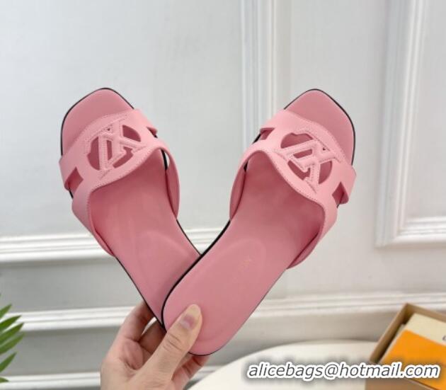 Good Product Louis Vuitton LV Isola Flat Slides Sandal in Calf Leather Light Pink 606136