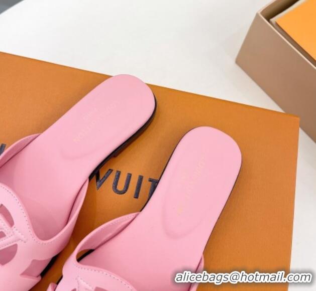 Good Product Louis Vuitton LV Isola Flat Slides Sandal in Calf Leather Light Pink 606136