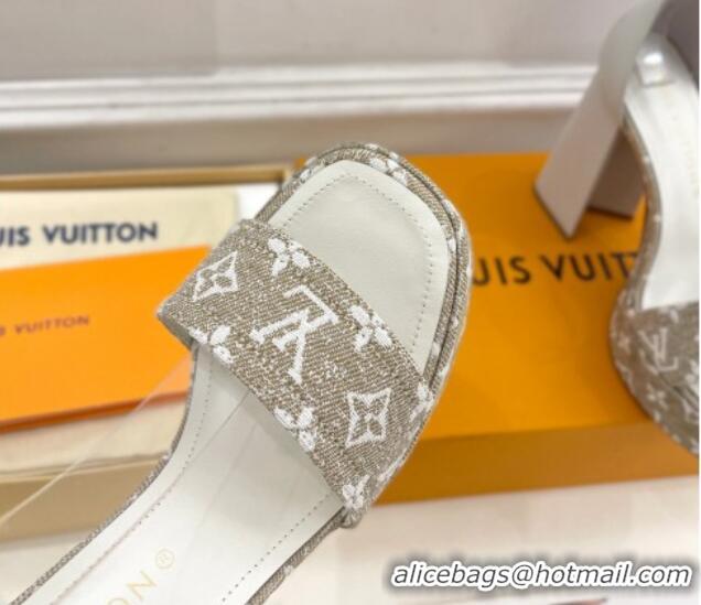 Classic Hot Louis Vuitton Fame Heel Platform Sandal 12cm in Monogram Jacquard Grey 606141