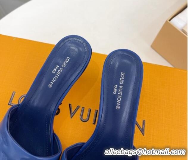 Good Quality Louis Vuitton Neo Revival Heel Slide Sandals 5cm in Monogram Leather Blue 606143