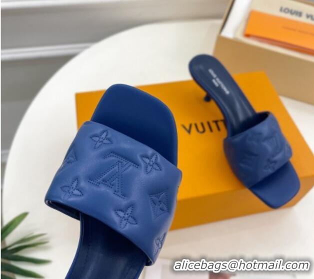 Good Quality Louis Vuitton Neo Revival Heel Slide Sandals 5cm in Monogram Leather Blue 606143