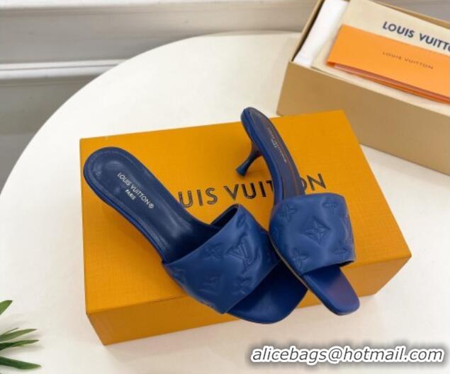 Good Quality Louis Vuitton Neo Revival Heel Slide Sandals 5cm in Monogram Leather Blue 606143