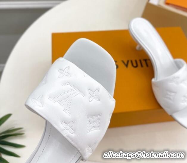 Grade Quality Louis Vuitton Neo Revival Heel Slide Sandals 5cm in Monogram Leather White 606145