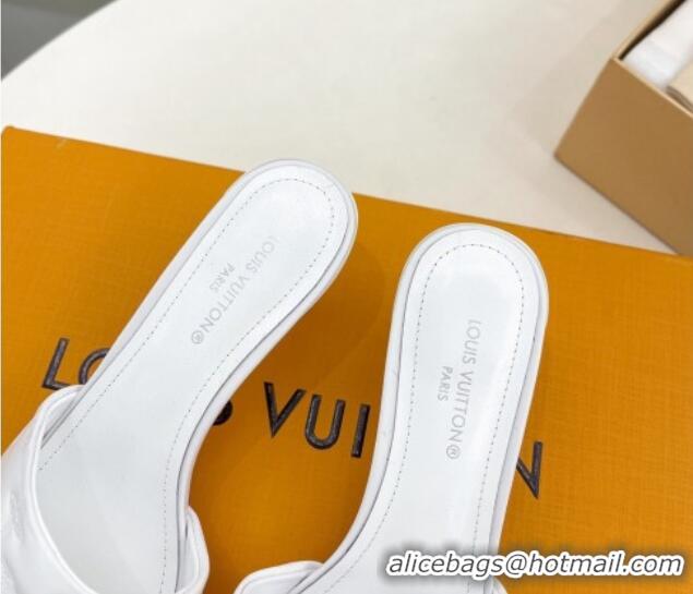 Grade Quality Louis Vuitton Neo Revival Heel Slide Sandals 5cm in Monogram Leather White 606145