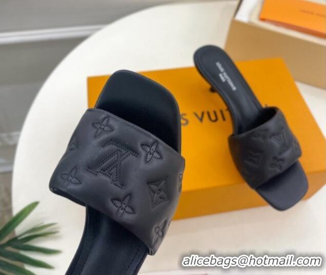 Good Looking Louis Vuitton Neo Revival Heel Slide Sandals 5cm in Monogram Leather Black 606146