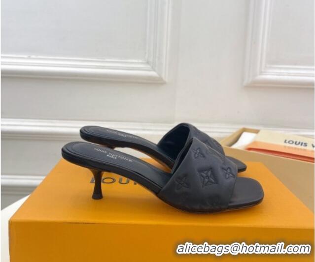 Good Looking Louis Vuitton Neo Revival Heel Slide Sandals 5cm in Monogram Leather Black 606146